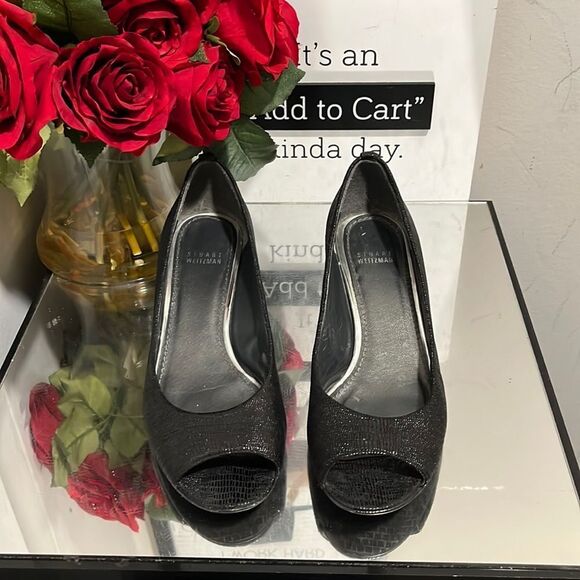 Stuart Weitzman Black Wedges - Picture 1 of 8
